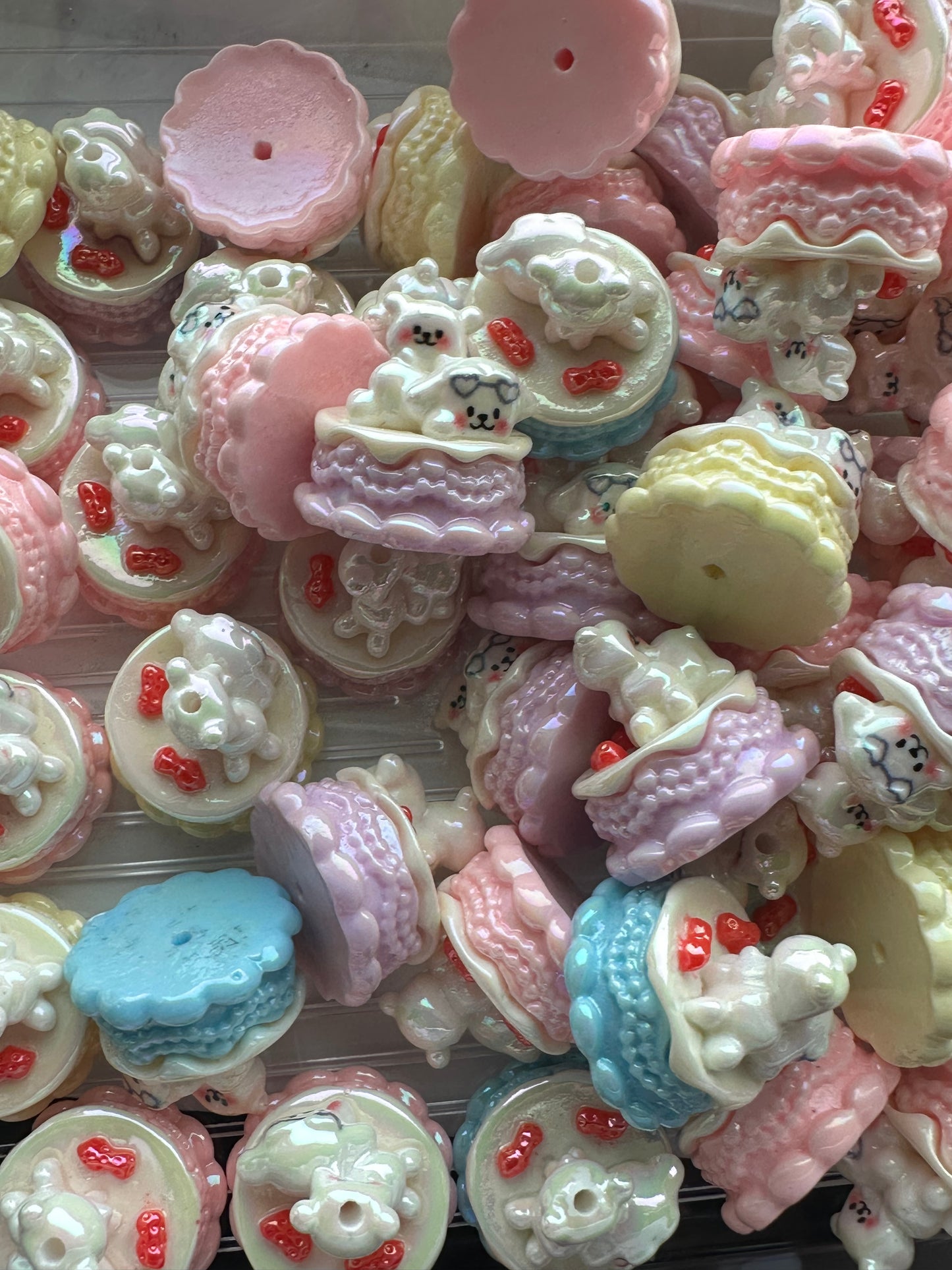 Birthday cake focal beads/ acrylic beads / 3D beads for focal beading-3 beads per set