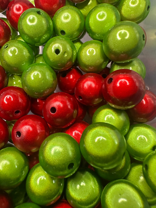 Lightbulb Beads in Christmas Colors  – 16mm Beads (Set of 10)