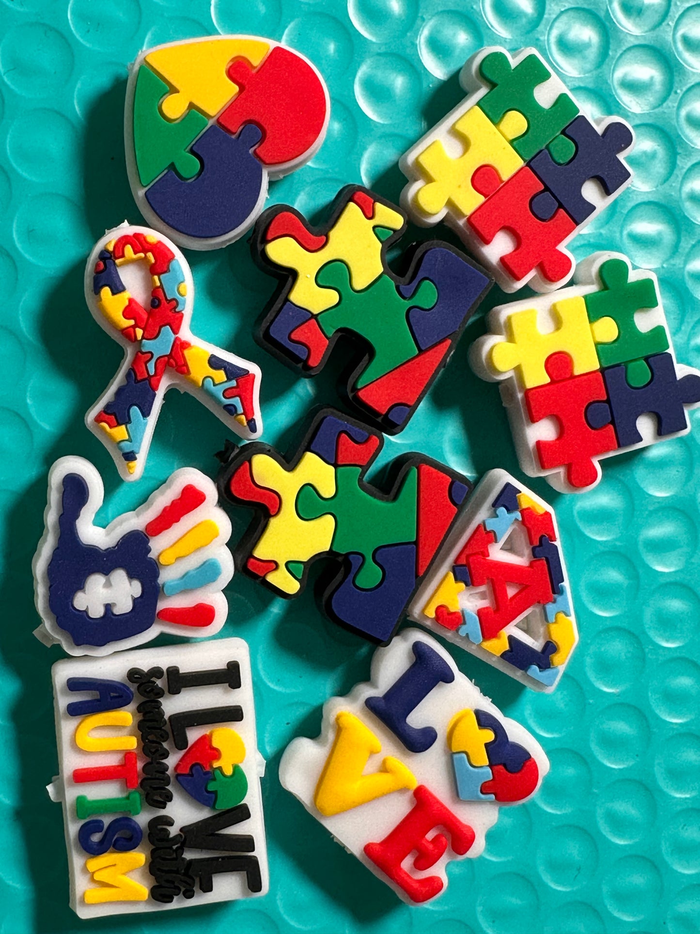 Autism Awareness Puzzle Focal Beads/ beadable pen/ Silicone  bead/ keychain bead/ many designs