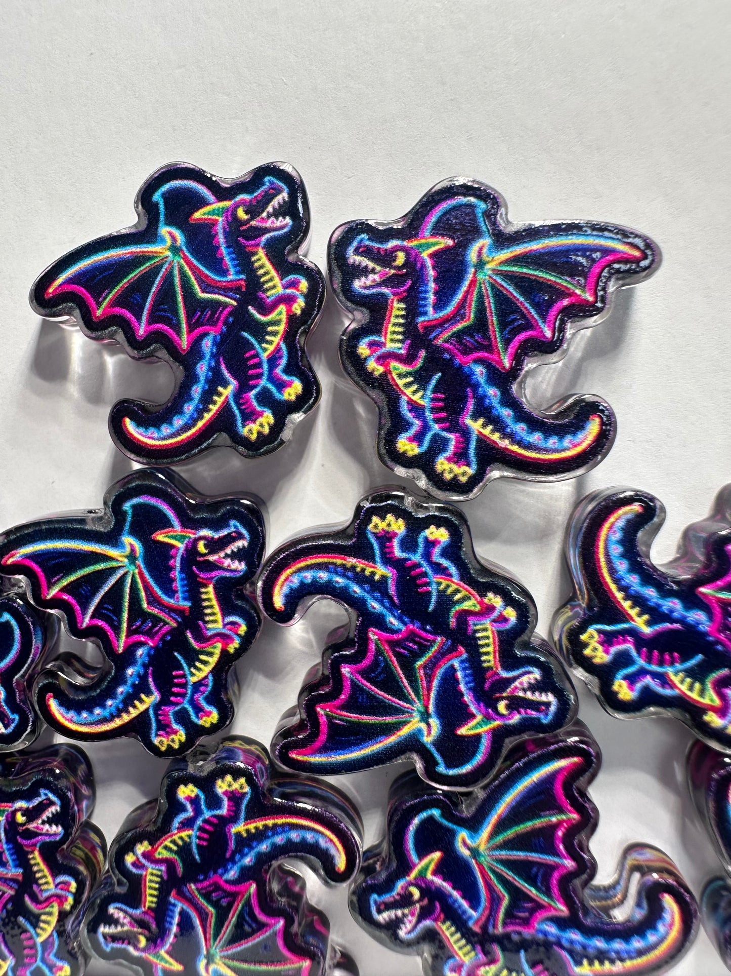 Neon Dragon acrylic focal bead- set of 2/ focal bead/ pen beading / keychain bead/flying dragon