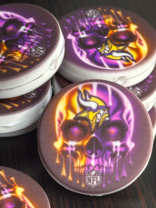 New Minnesota Vikings focal bead / football / round/ skull