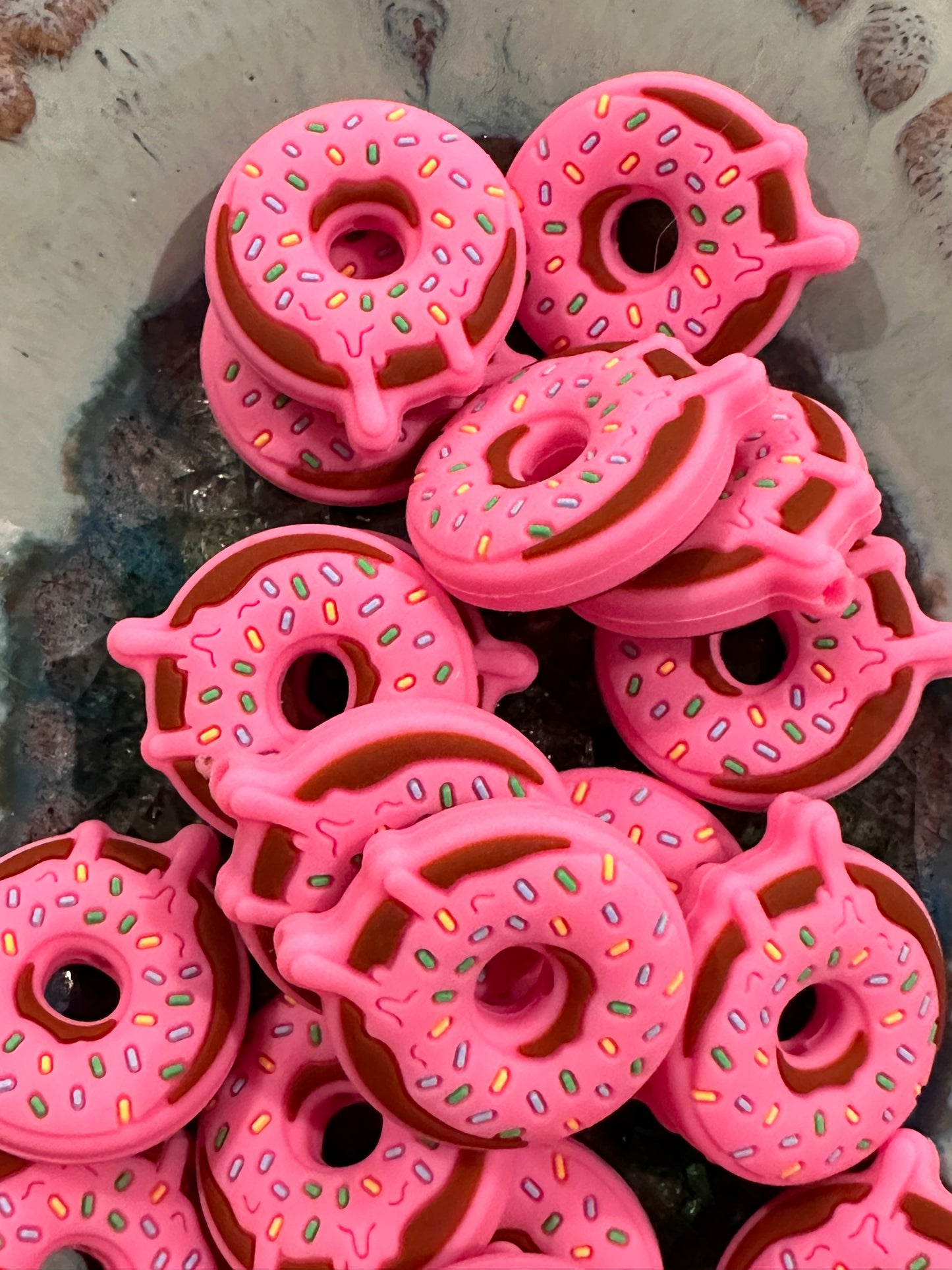 Pink donut focal bead