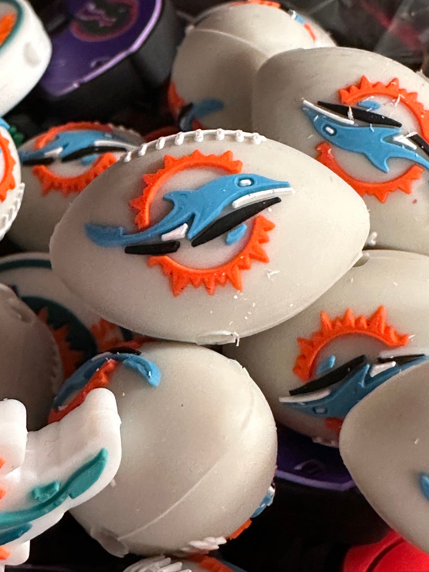 3D football shaped Miami Dolphins focal bead #2