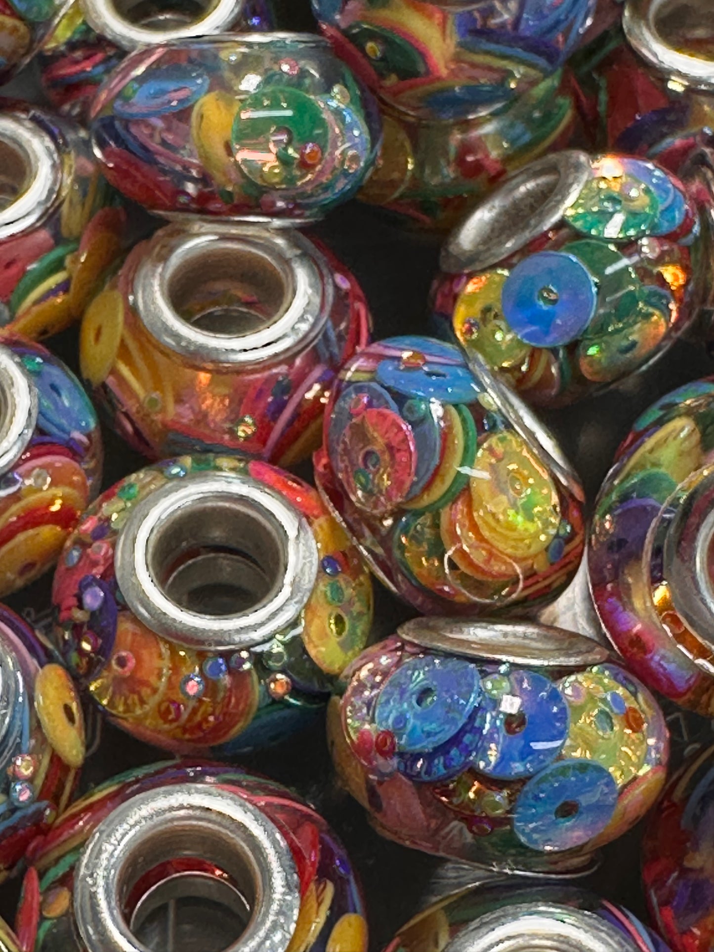 Resin filled spacer beads/ Ten beads included/ jewelry beads/ beadable pen/ keychain bead/ DIY bead/ 12mm approx/