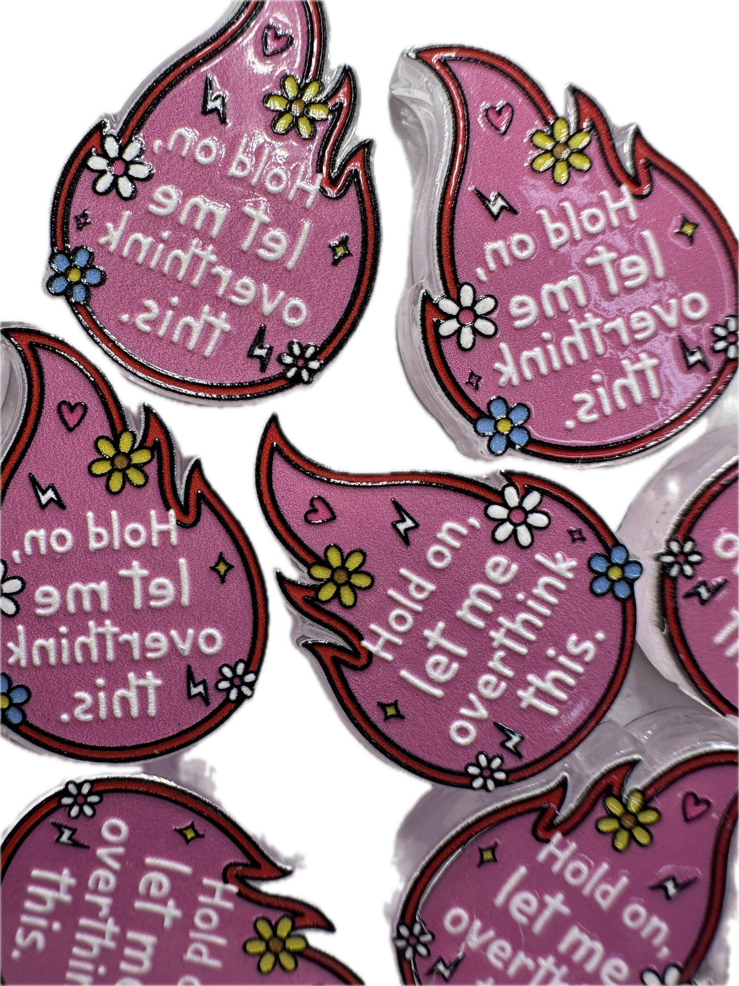 Overthink acrylic focal bead- set of 2/ focal bead/ pen beading / keychain bead/