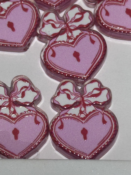 Heart Lock acrylic focal bead- set of 2/ focal bead/ pen beading / keychain bead/ Keyhole locket