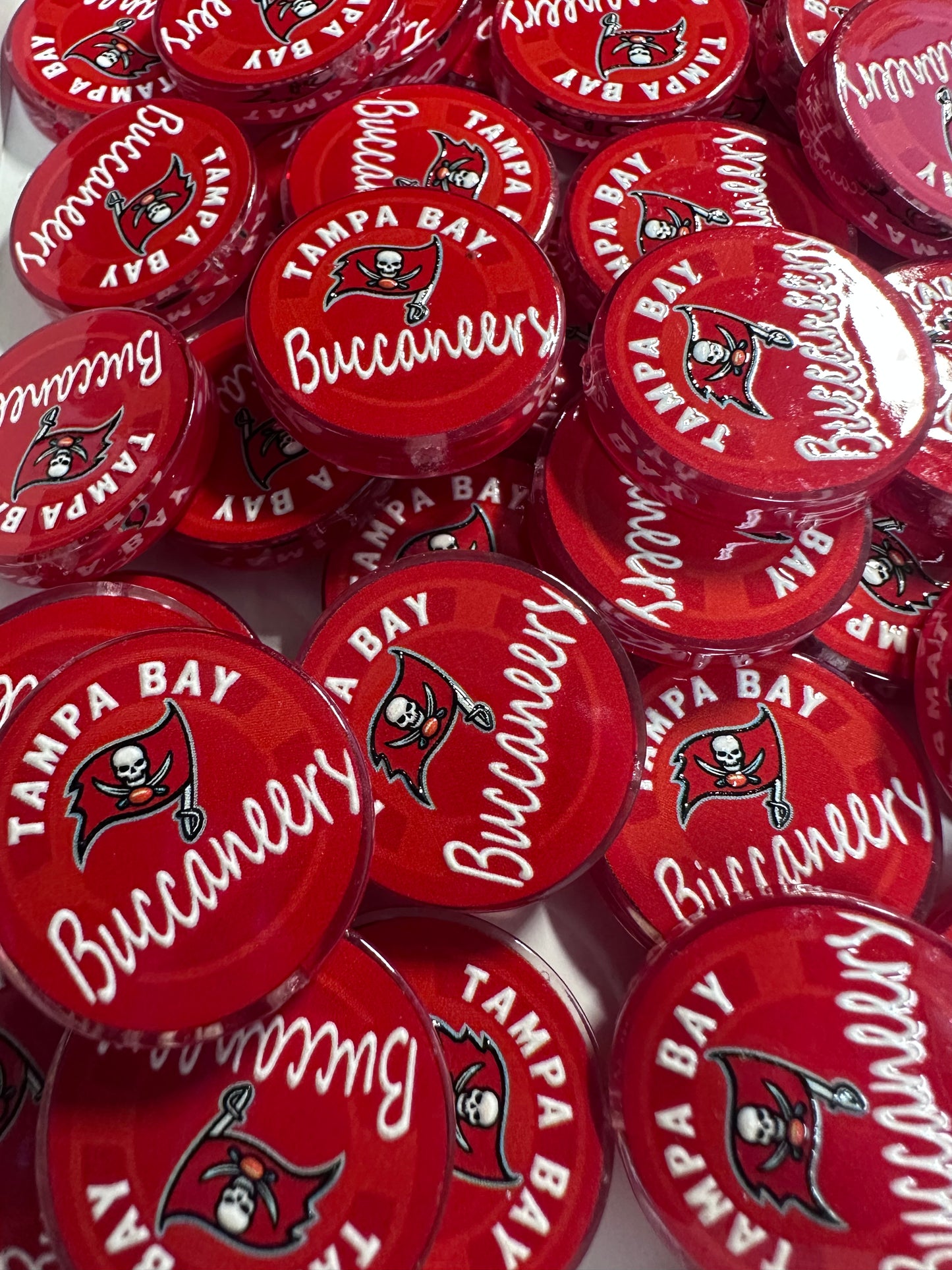 NEW Tampa Bay Buccaneers acrylic focal bead- set of 2/ focal bead/ pen beading / keychain bead /football