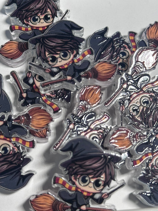 Black hair magic boy acrylic focal bead- set of 2/ focal bead/ pen beading / keychain bead /broom