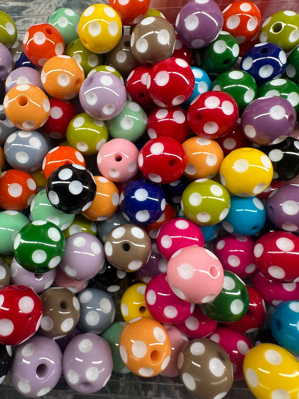 Polka Dot acrylic beads/ 16mm Beads/ beadable pen/ keychain bead/ dotted/ spots