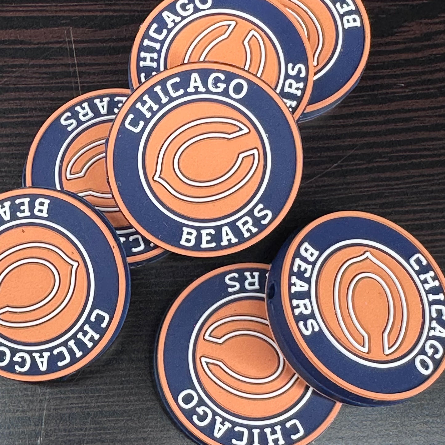 Chicago Bears round focal bead- style 4/ Silicone bead for beadable products