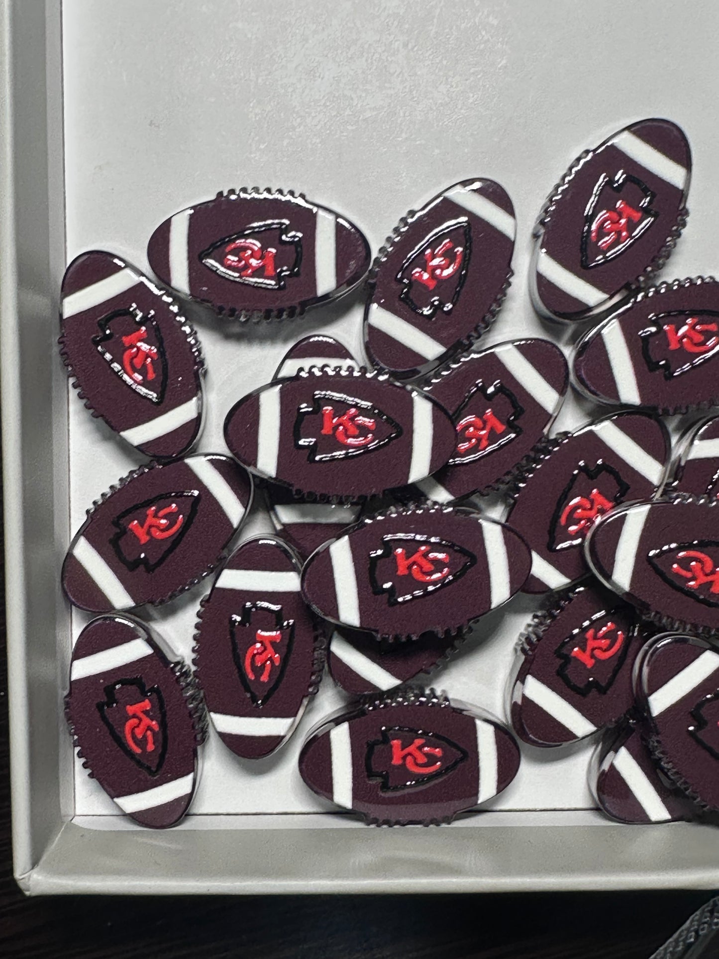 Football shaped acrylic focal bead- set of 2/ focal bead/ pen beading / keychain bead/ football