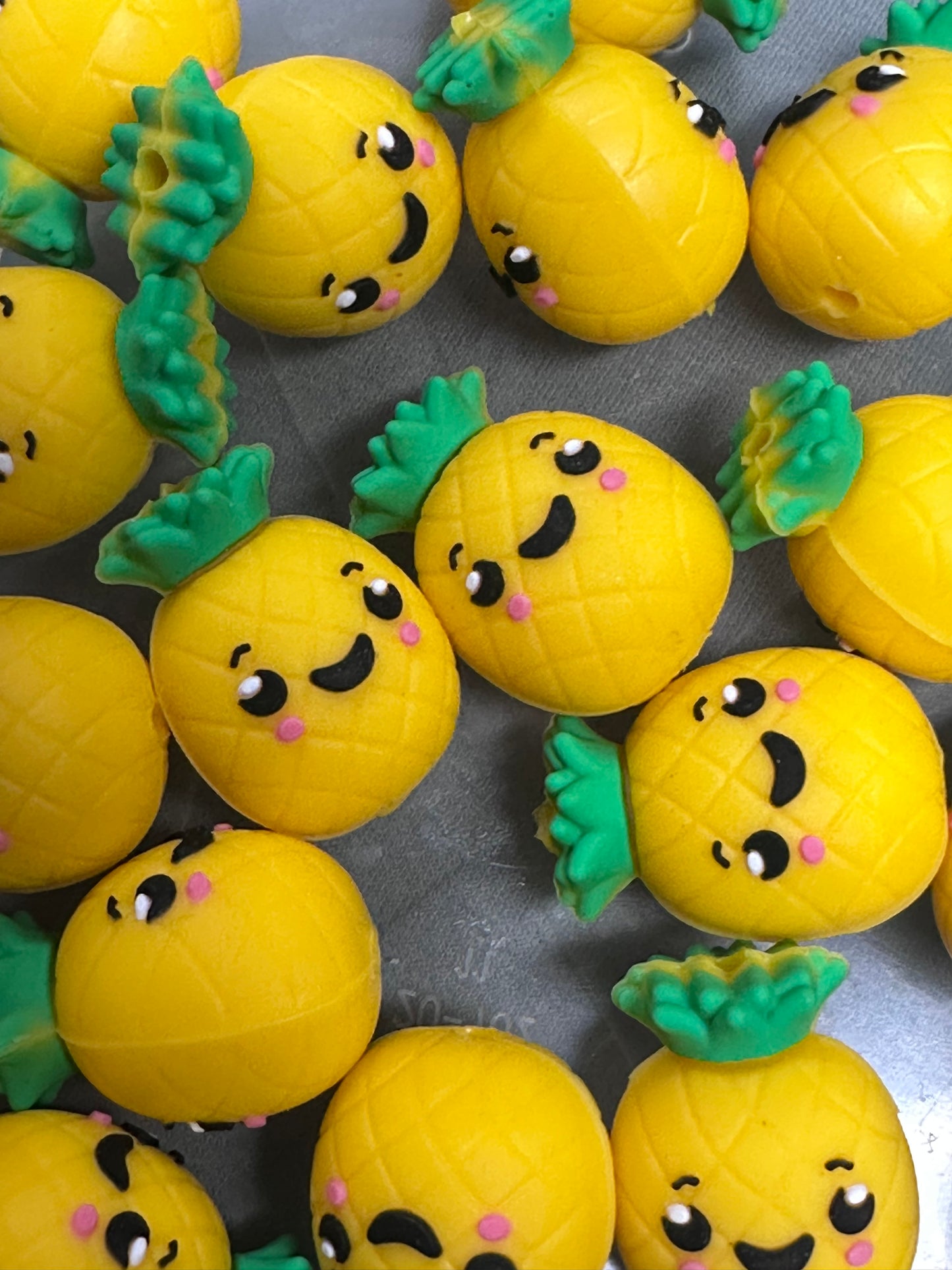 3D Yellow Pineapple silicone focal bead/fruit focal bead