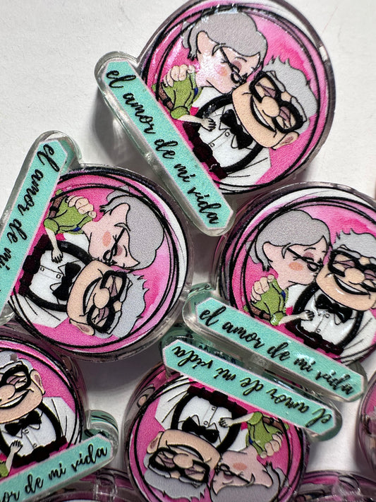 Old married couple acrylic focal bead- set of 2/ focal bead/ pen beading / keychain bead/movie couple