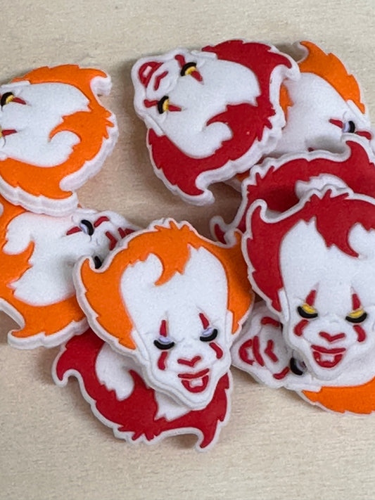 Scary clown face focal bead/ silicone bead/ pen beading/ keychain bead / Halloween