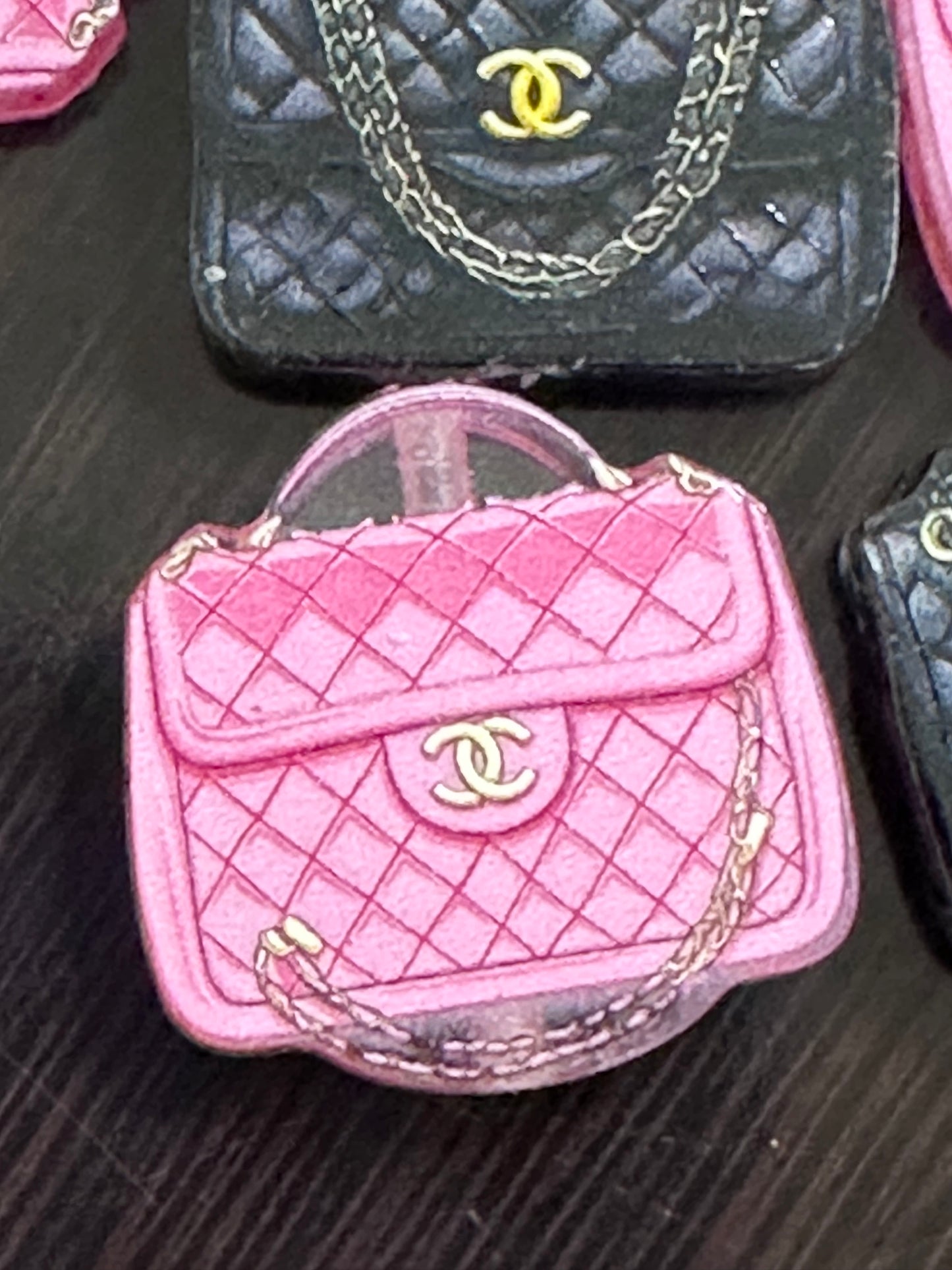 Fancy purse acrylic focal bead- set of 2 -one of each color/ focal bead/ pen beading / keychain bead/handbag