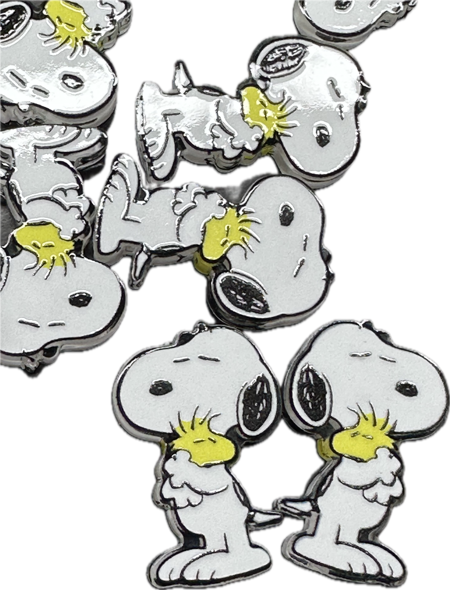 White dog with black ears acrylic focal bead- set of 2/ focal bead/ pen beading / keychain bead/