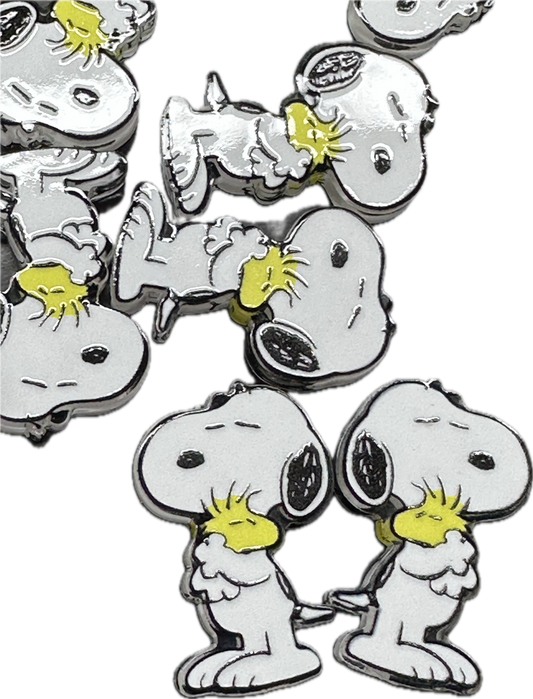 White dog with black ears acrylic focal bead- set of 2/ focal bead/ pen beading / keychain bead/