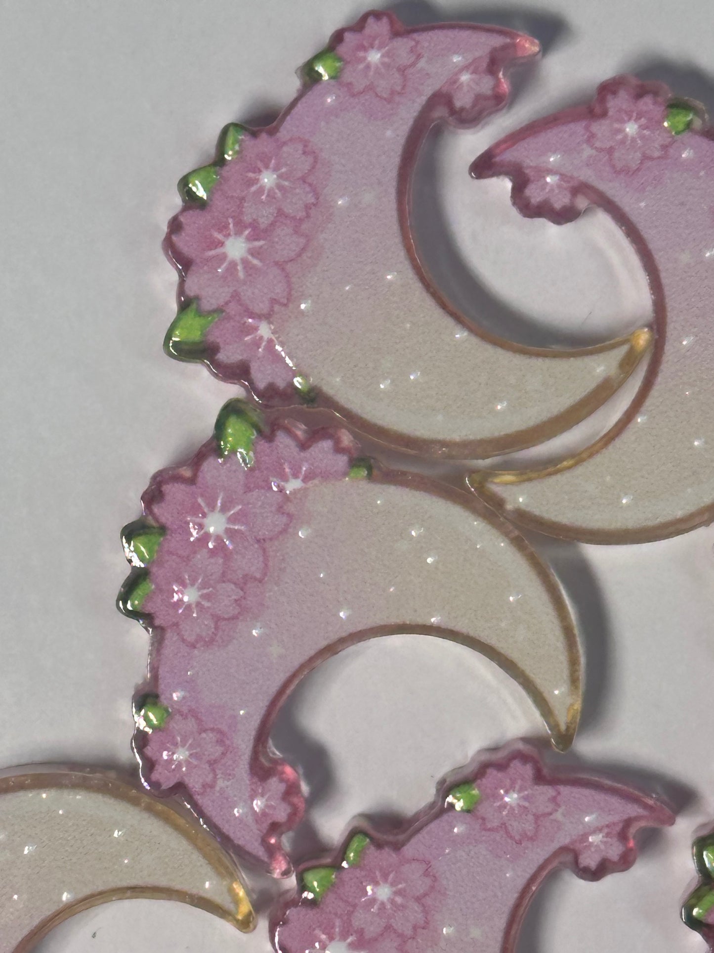 Moon and Flowers acrylic focal bead- set of 2/ focal bead/ pen beading / keychain bead