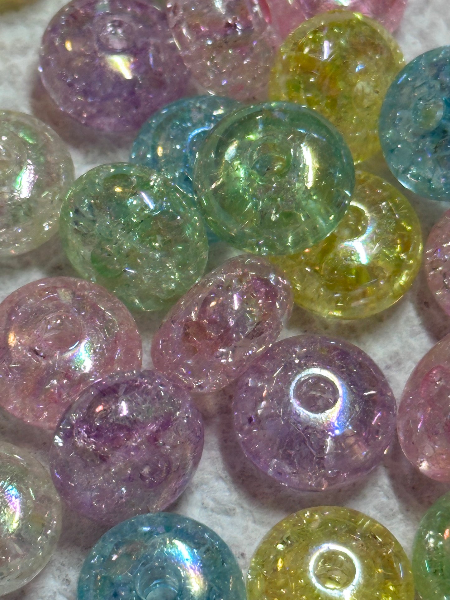 Acrylic spacer beads/ jewelry/ beadable pen beads/ keychain bead/ DIY/ approximately 12mm/ translucent crackle/mixed colors