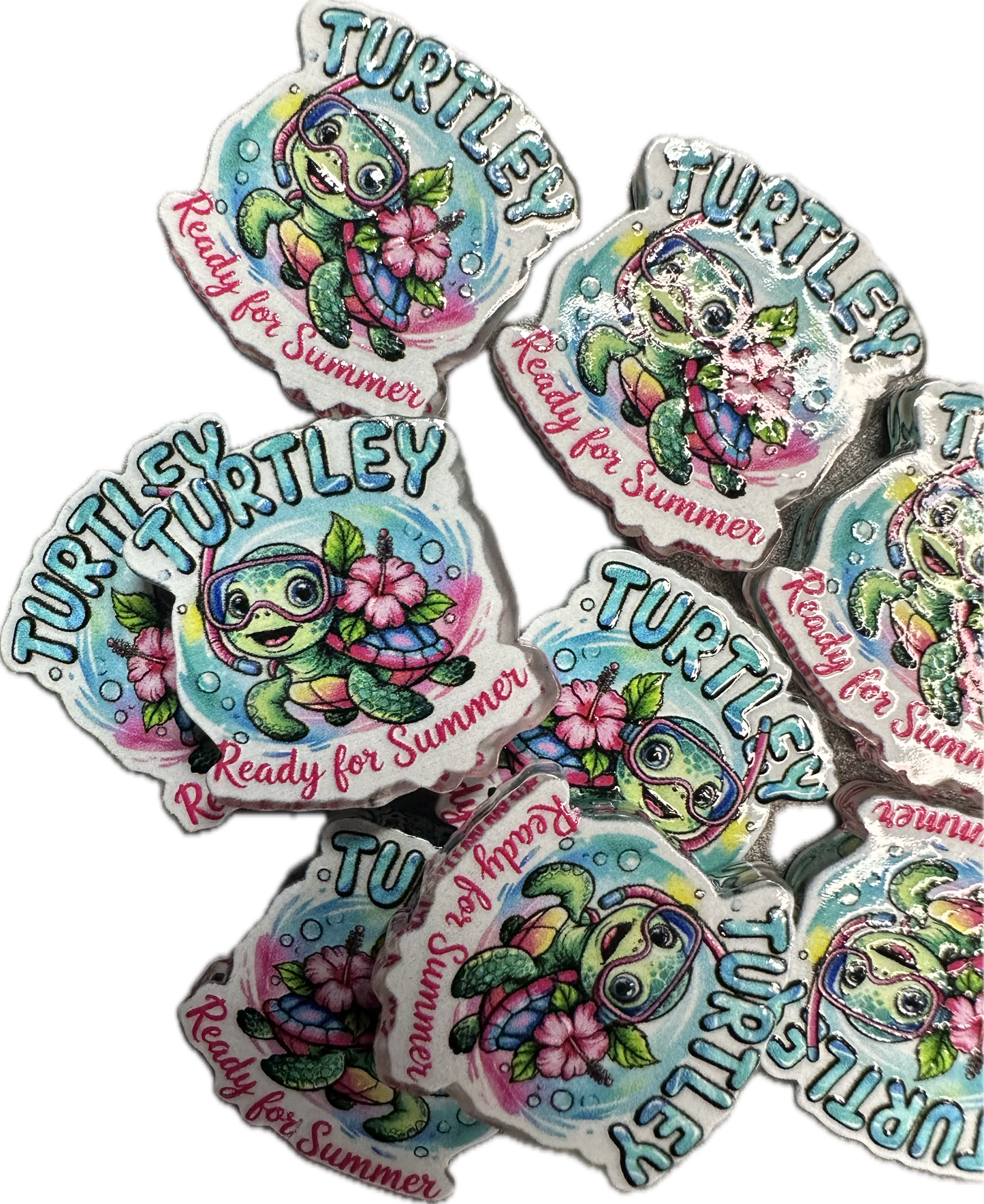 Sea Turtle acrylic focal bead- set of 2/ focal bead/ pen beading / keychain bead/ ocean life - sea life