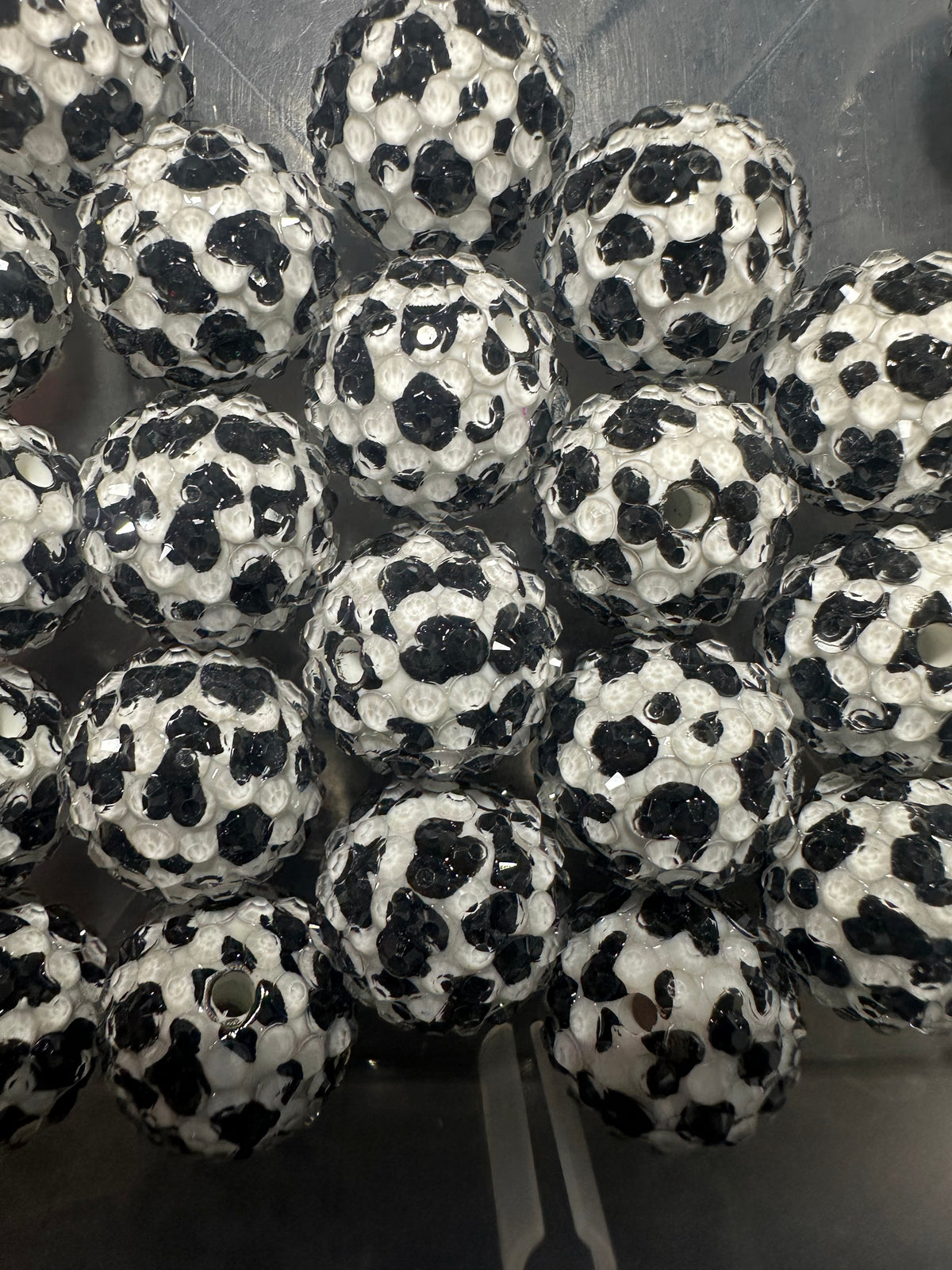 CowSpots Rhinestone Bead/Set of five beads-fits beadable pen/ Fancy bead/ keychain bead/ Farm 20mm