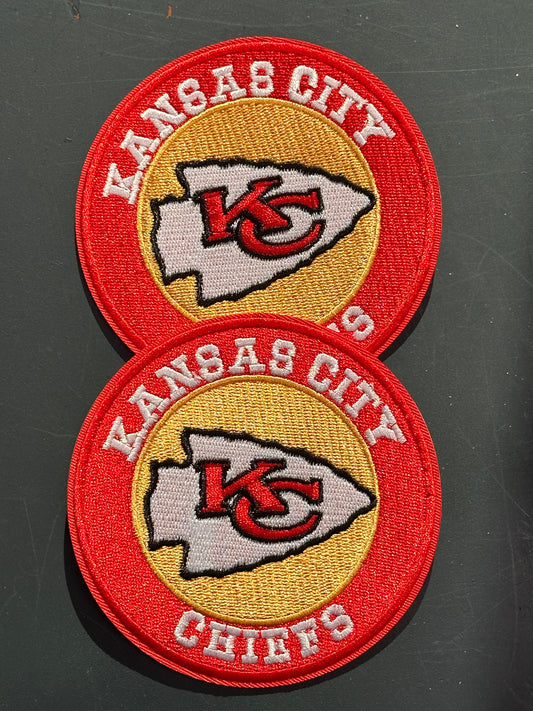 FOOTBALL EMBROIDERED IRON ON PATCH/ SIZE APPROX 4" ROUND/ QUALITY MATERIAL/FABRIC PATCHES/FOOTBALL TEAM