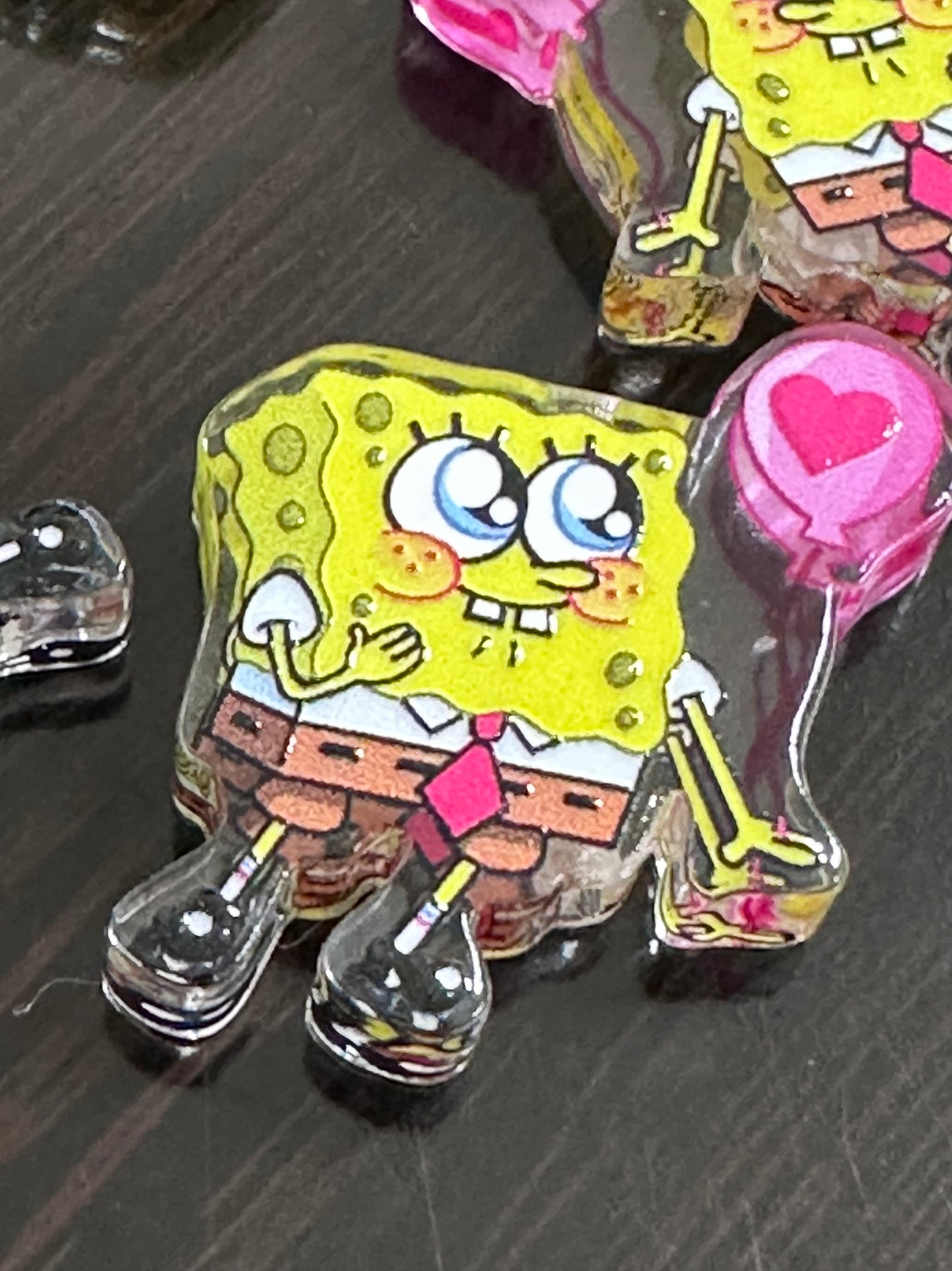 Yellow guy with balloon acrylic focal bead- set of 2/ focal bead/ pen beading / keychain bead