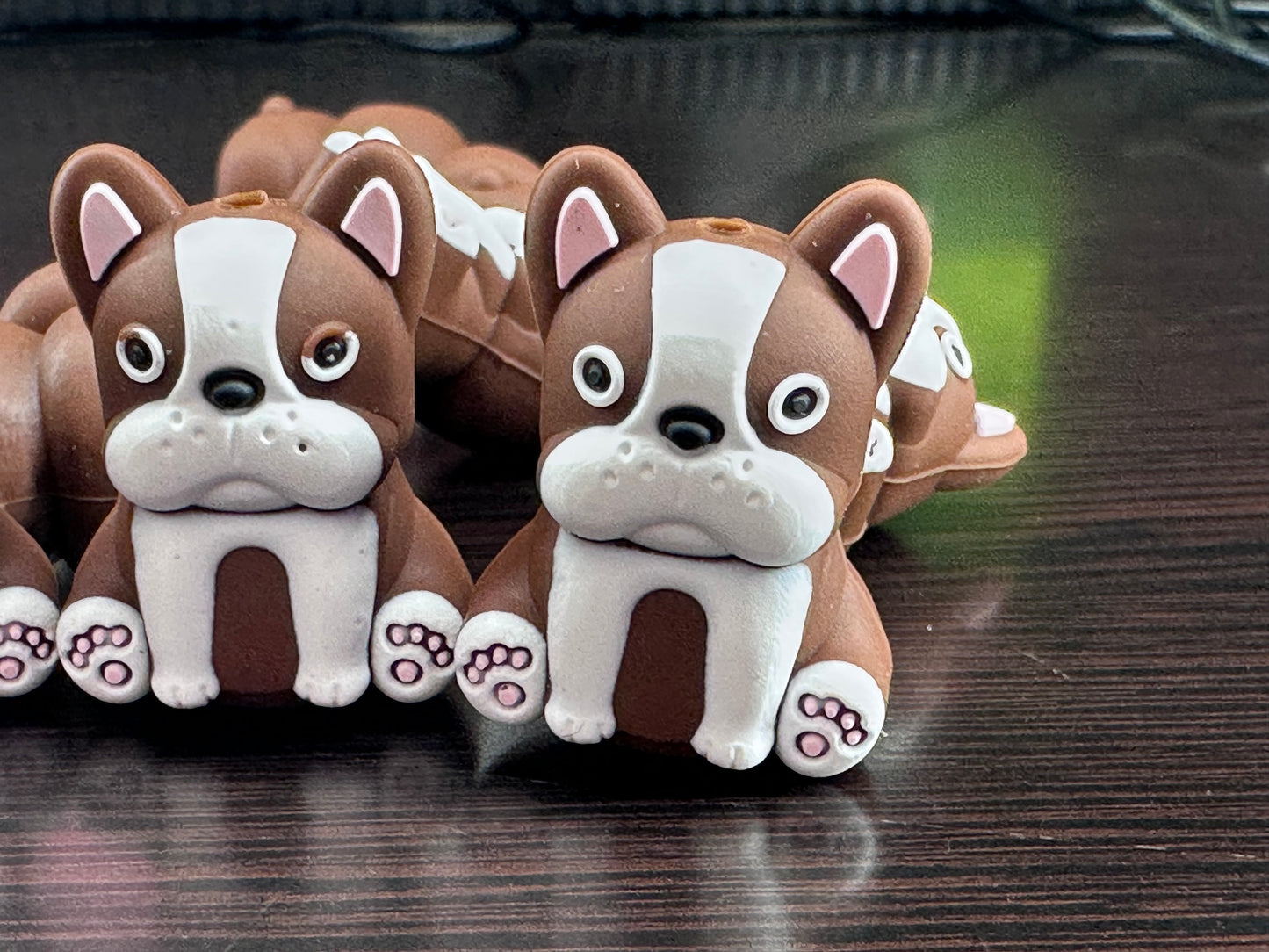 3D Boston Terrier Dog focal bead /silicone bead for beadable pens, rods, brushes, keychains