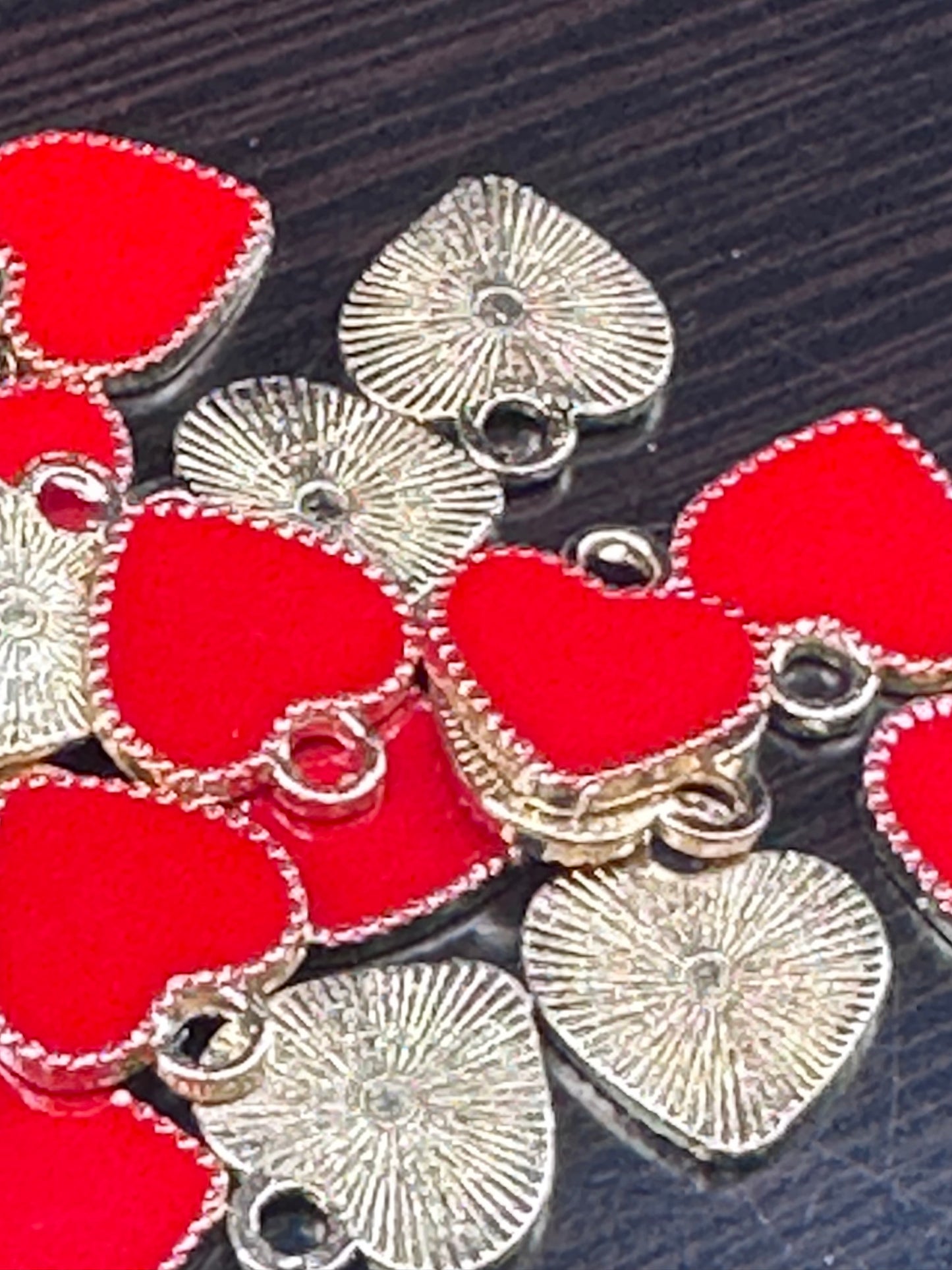 Red hearts enamel metal charms/ DIY charm bracelet/ DIY necklace/ valentines day