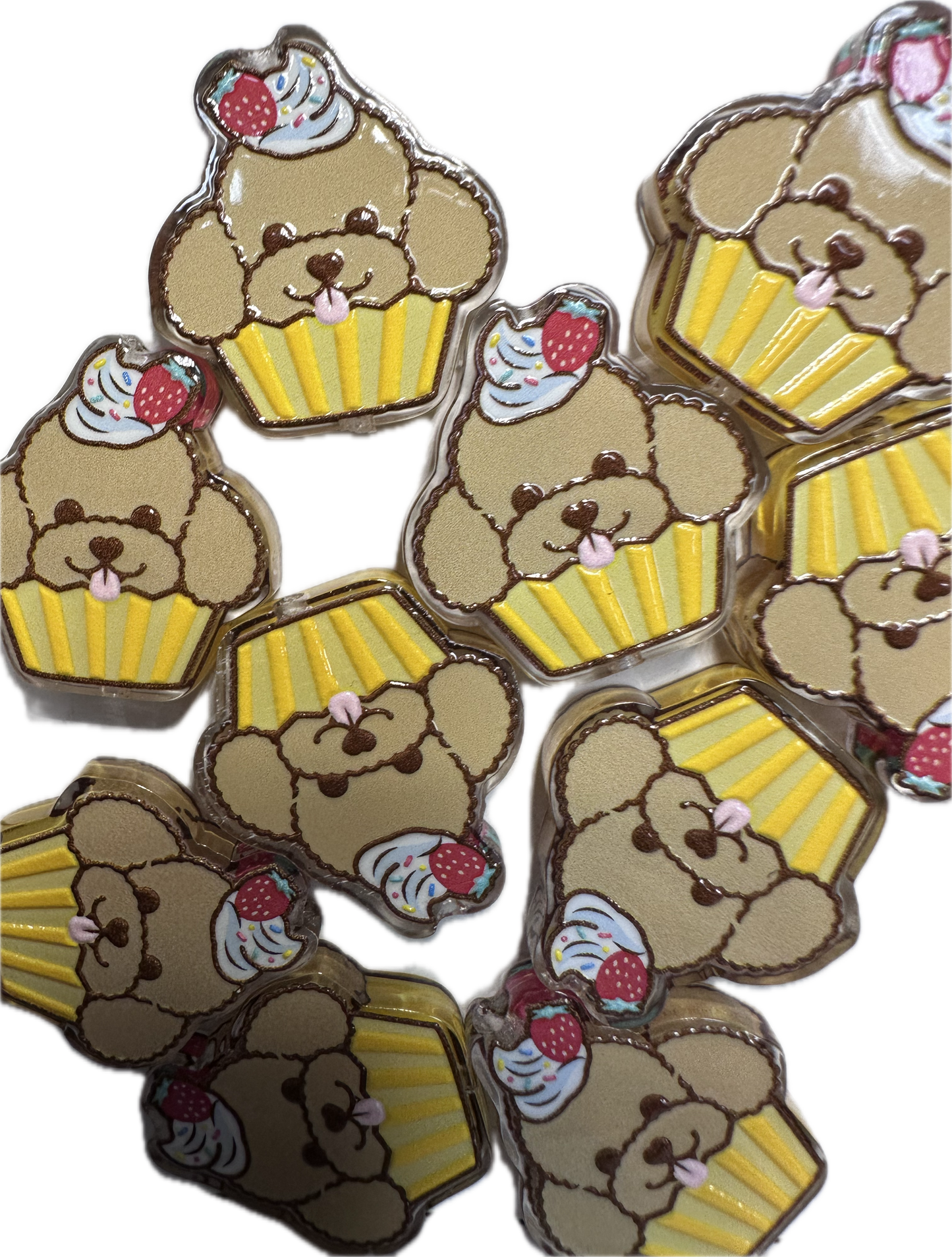 Puppy acrylic focal bead- set of 2/ focal bead/ pen beading / keychain bead/ cupcake/pupcake