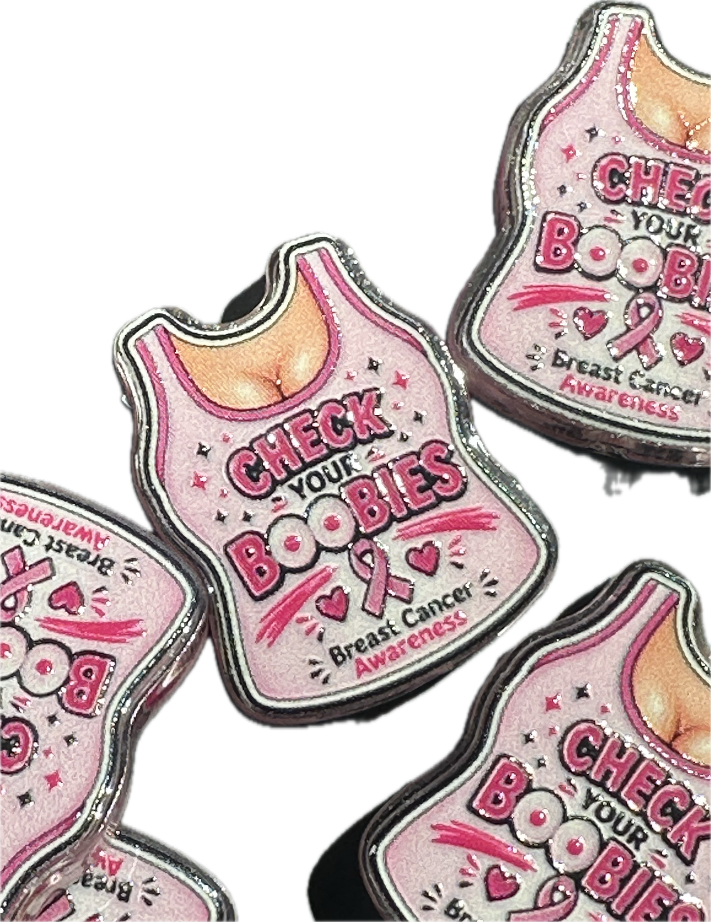 Breast Cancer Awareness Acrylic Focal Bead - set of 2 for keychains and pens / GREER AND COMPANY designed
