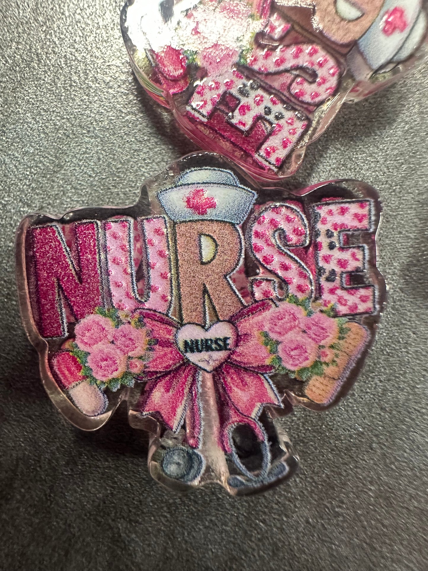 Nurse acrylic focal bead- set of 2/ focal bead/ pen beading / keychain bead/