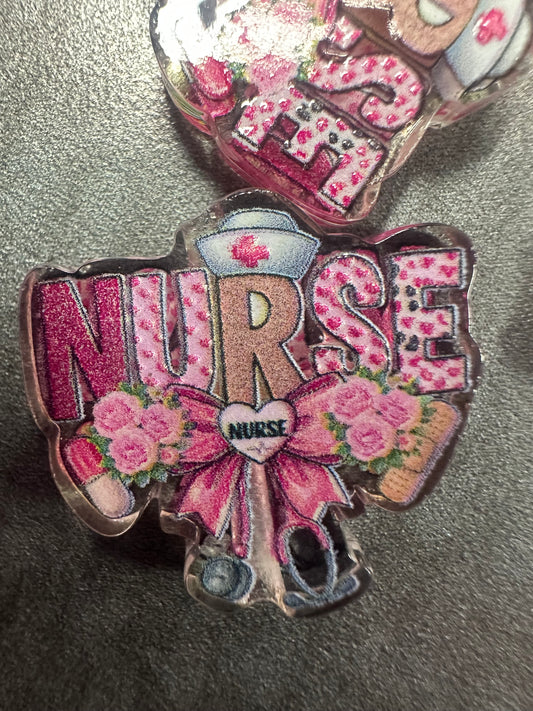 Nurse acrylic focal bead- set of 2/ focal bead/ pen beading / keychain bead/