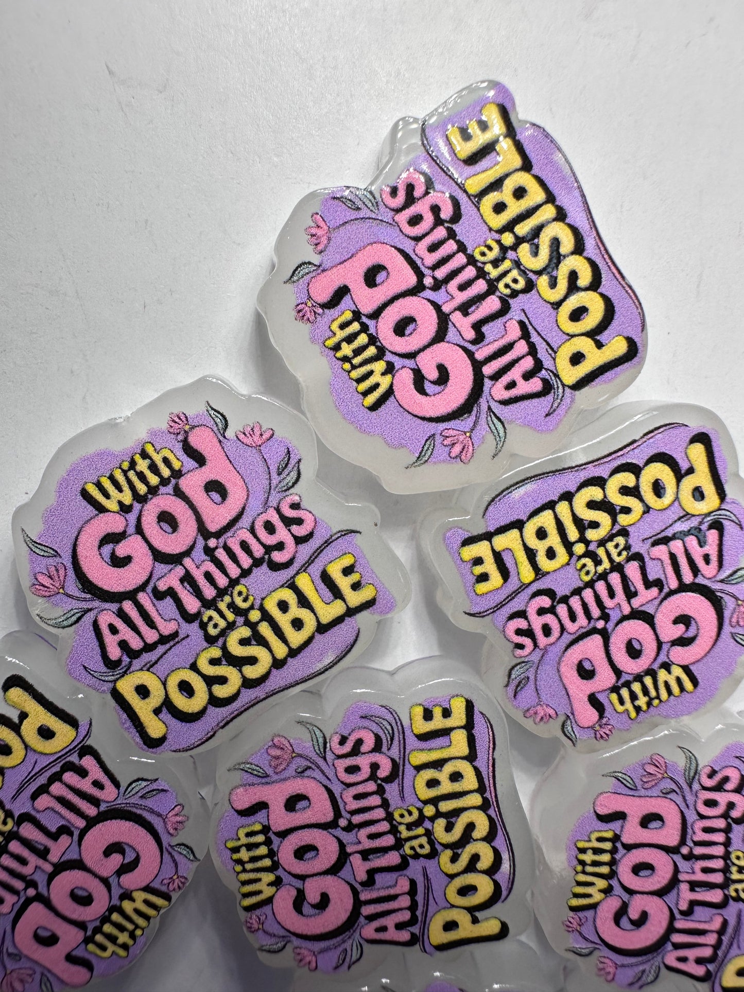 With God all things are possible acrylic focal bead- set of 2/ focal bead/ pen beading / keychain bead