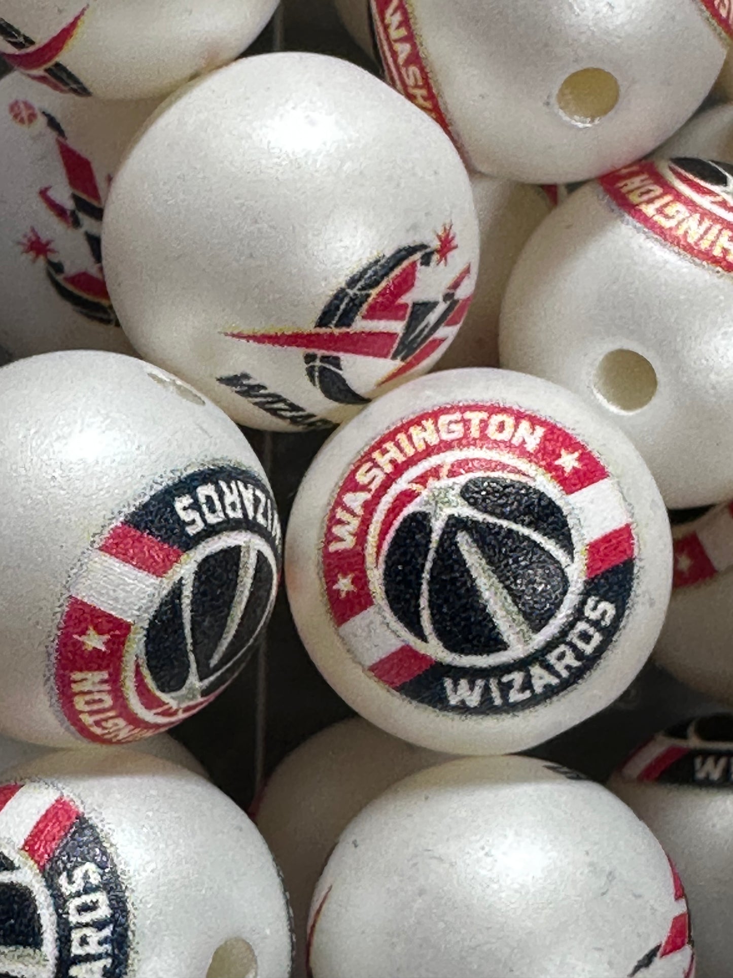 Washington wizards 16mm Sports Print Beads • Set of 10 • Great for Pens, Keychains & Crafts- basketball