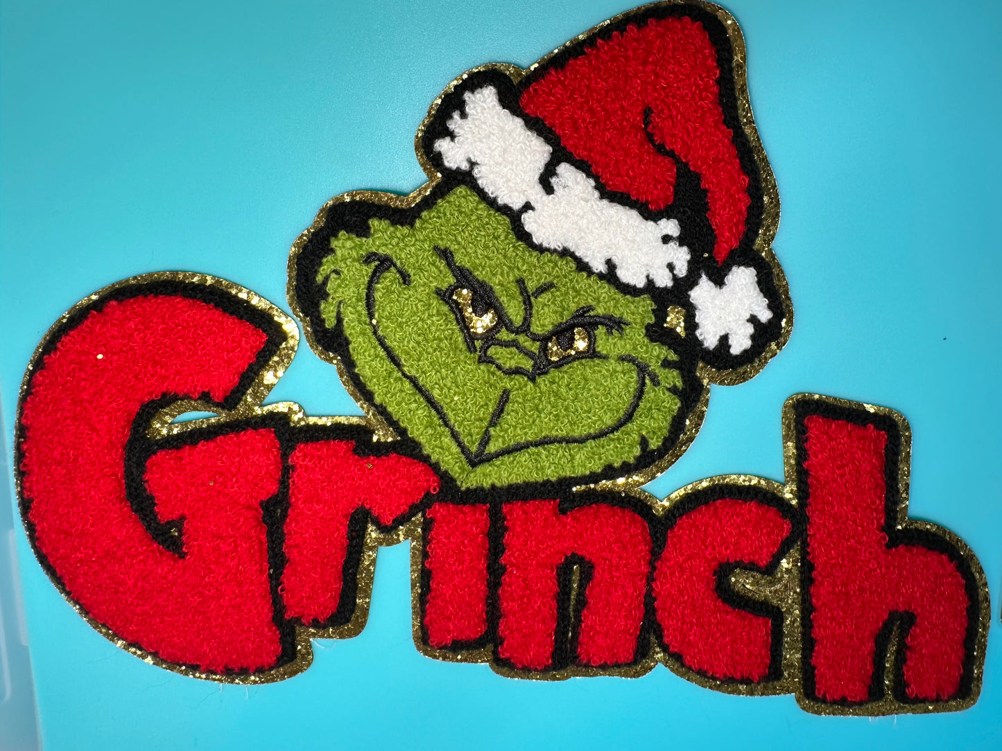 EVERYONES FAVORITE GROUCHY CHRISTMAS HATER PATCH LARGE APPROX.  11 X 7.5 -RED