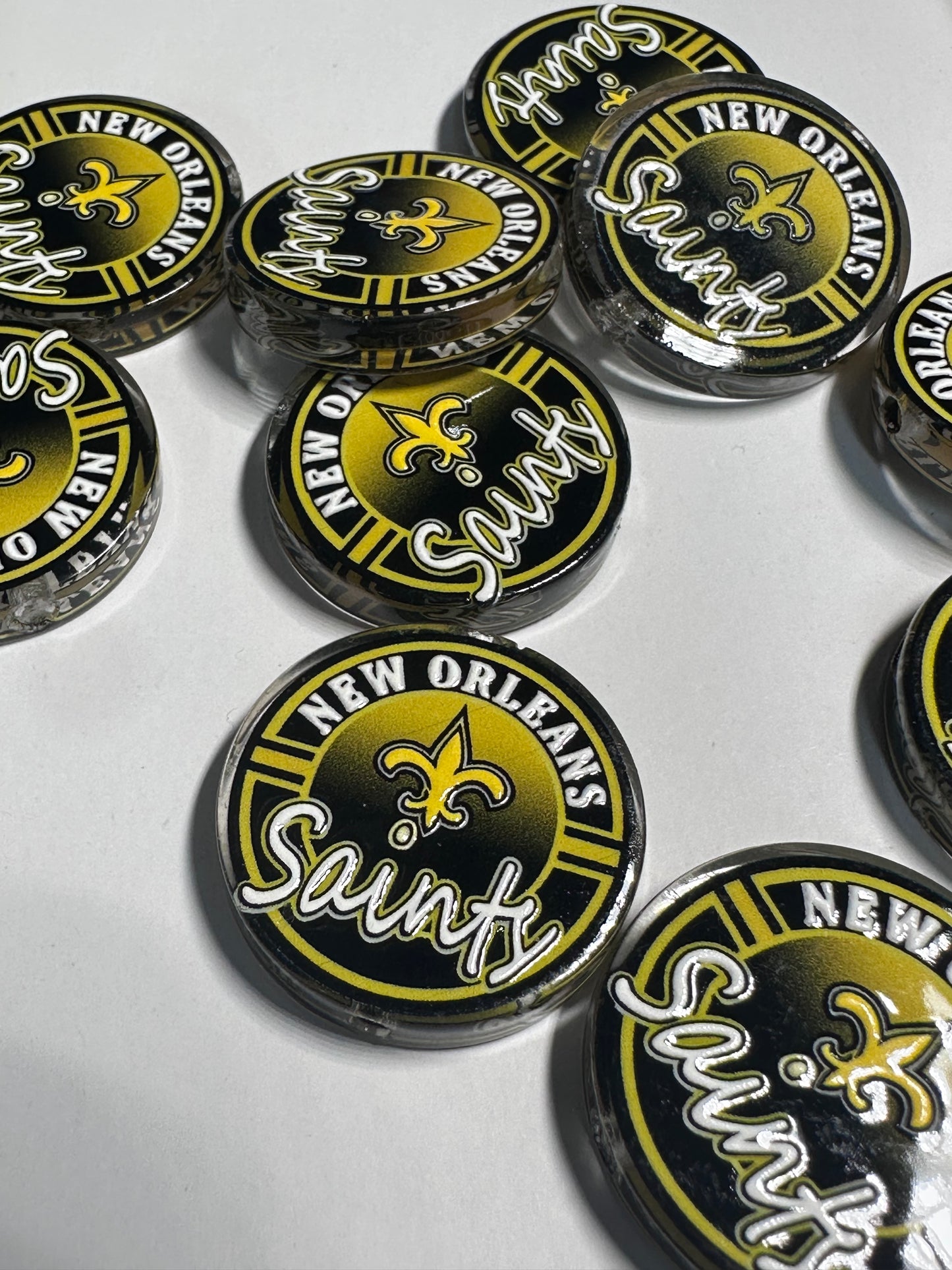 NEW New Orleans Saints acrylic focal bead- set of 2/ focal bead/ pen beading / keychain bead /football