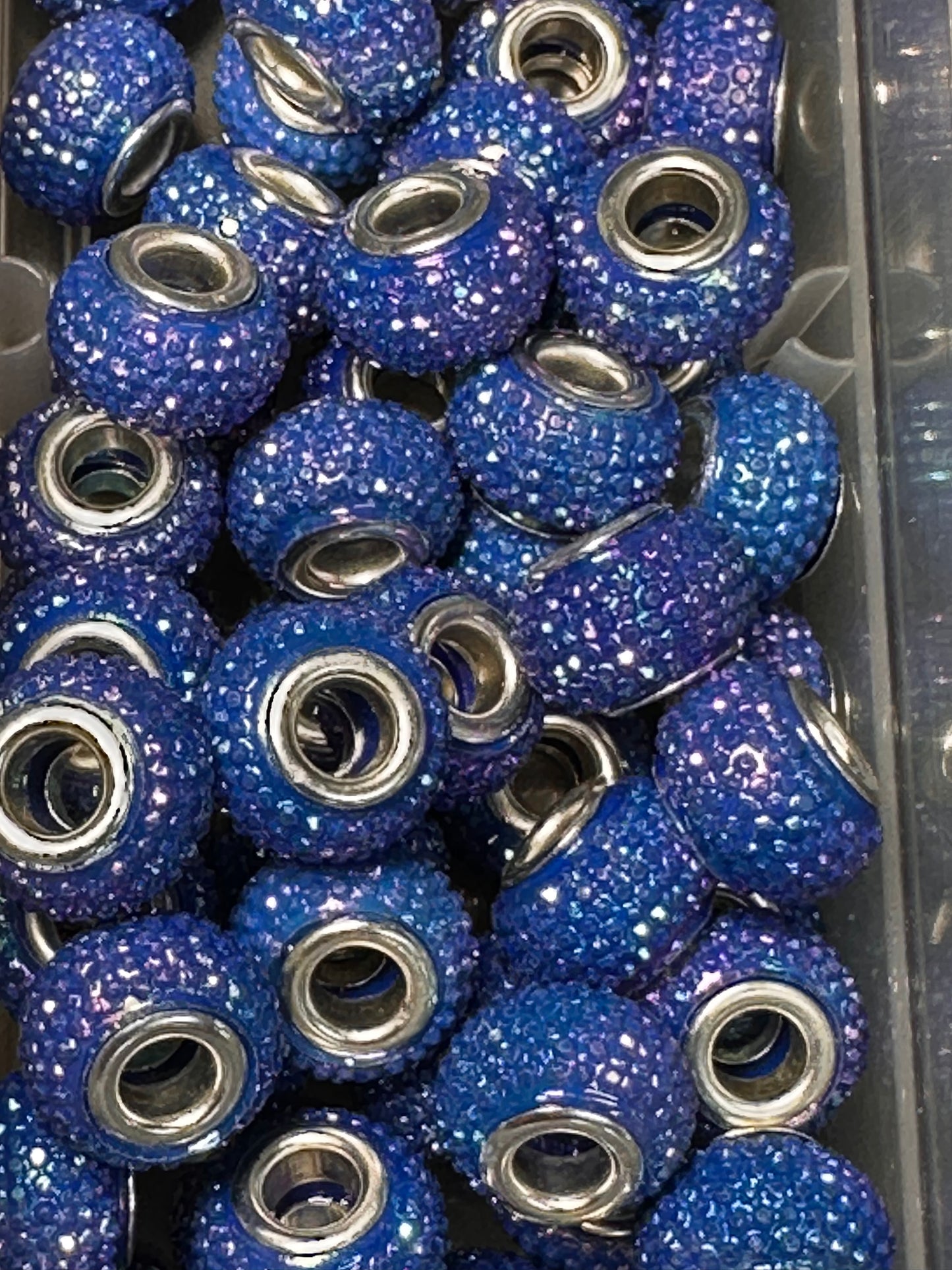 Rhinestone fancy spacer beads-Dark Blue / jewelry/ beadable pen beads/ keychain bead/ DIY/