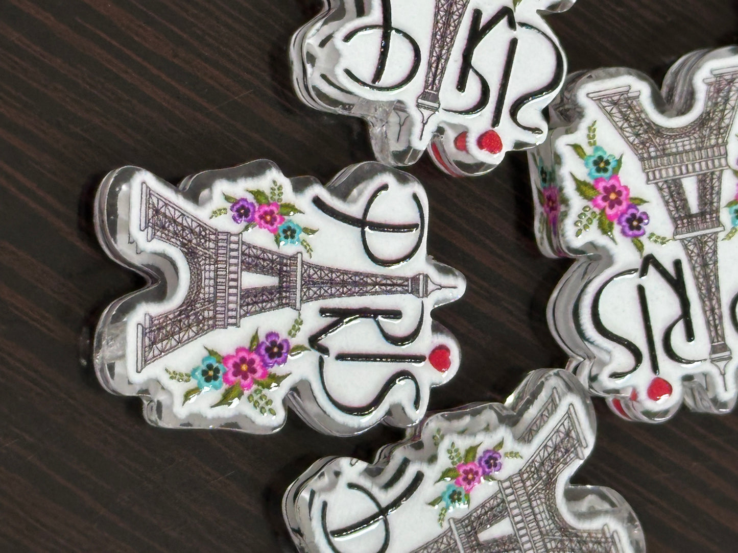 Paris acrylic focal bead- set of 2/ focal bead/ pen beading / keychain bead /cute for a travel pen