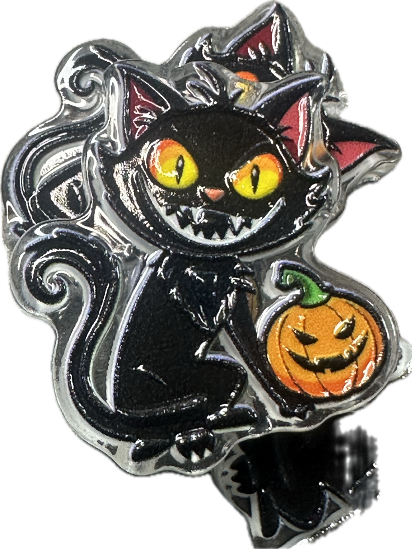 Halloween Black kitty cat acrylic focal bead- set of 2/ focal bead/ pen beading / keychain bead