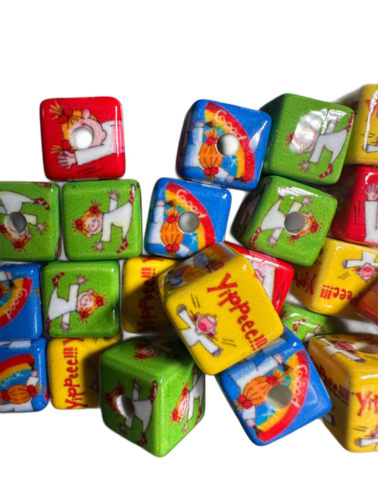 Colorful  cubed shaped/Ten (10) beads included/ Bead/ beadable pen/ keychain bead/ cube bead/