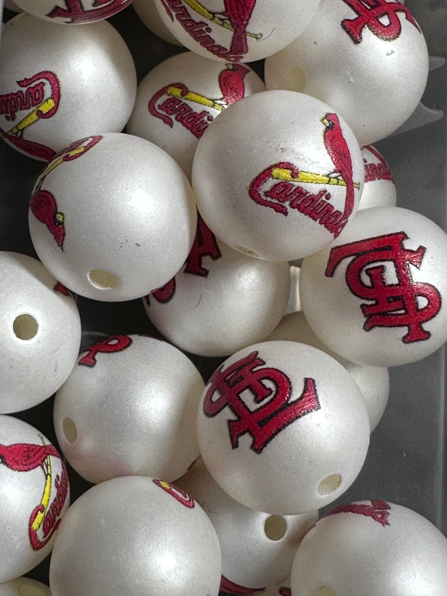 St. Louis Cardinals 16mm Sports Print Beads • Set of 10 • Great for Pens, Keychains & Crafts- baseball