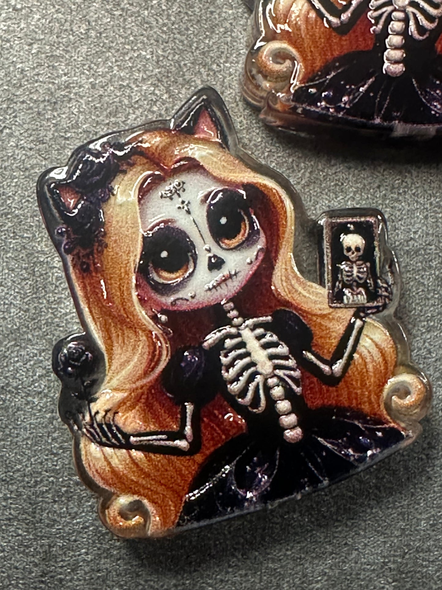Halloween sugar skull acrylic focal bead- set of 2/ focal bead/ pen beading / keychain bead/ day of the dead