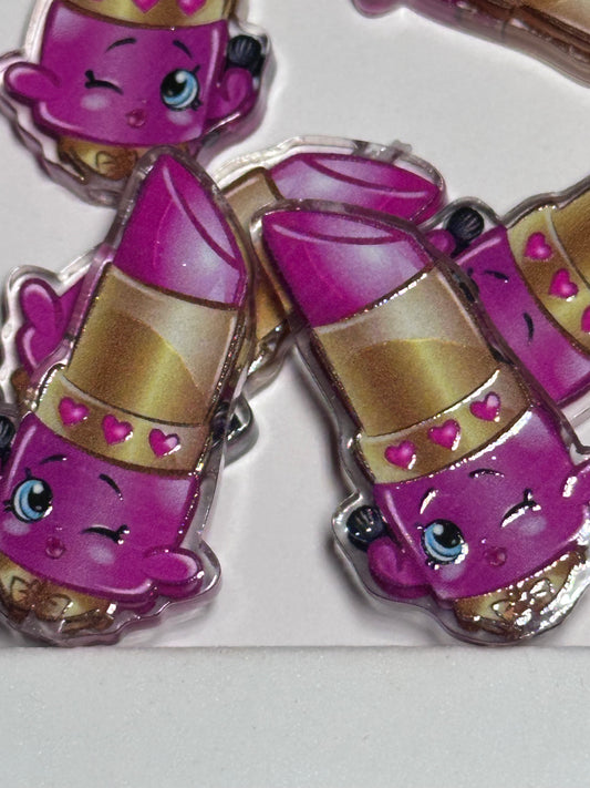 Lipstick acrylic focal bead- set of 2/ focal bead/ pen beading / keychain bead/