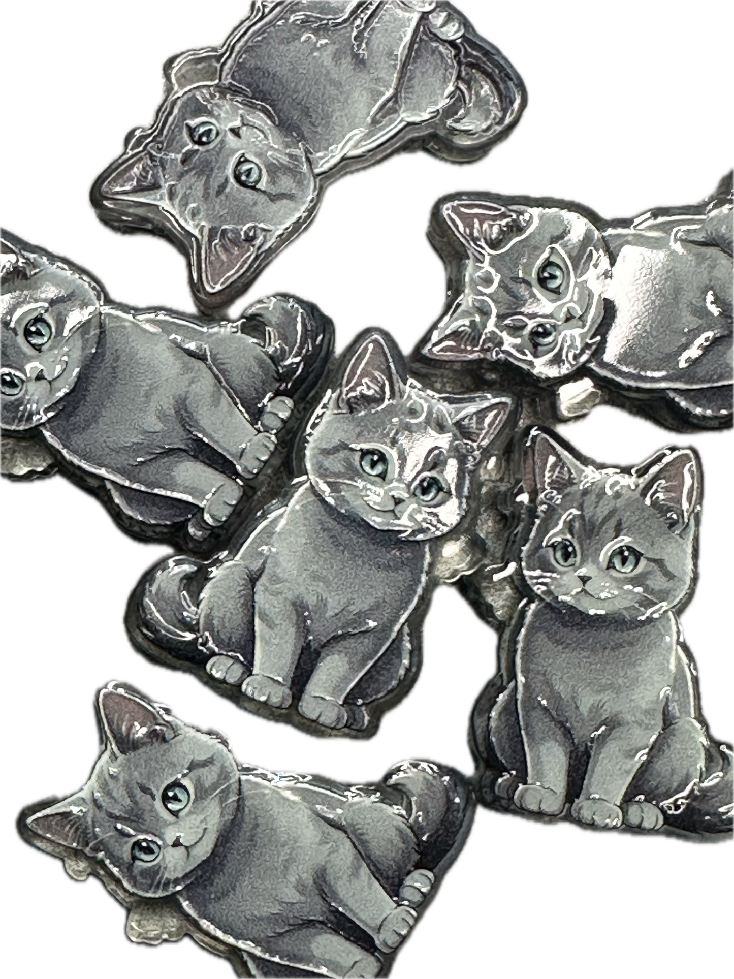 Grey silver kitty cat acrylic focal bead- set of 2/ focal bead/ pen beading / keychain bead