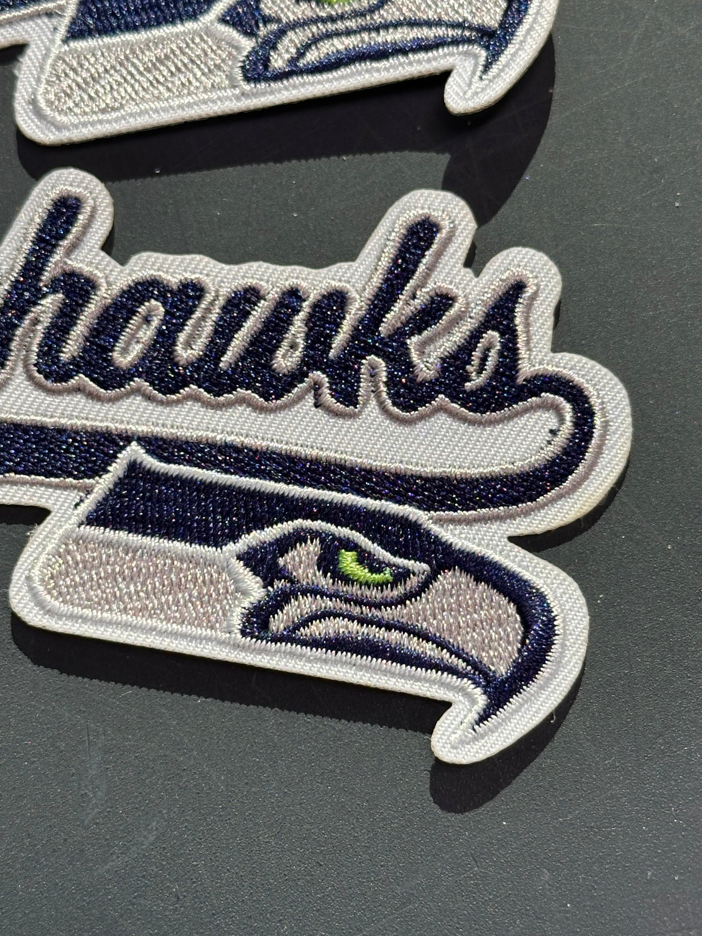 SEATTLE SEAHAWKS EMBROIDERED IRON ON PATCH/ SIZE APPROX 4" x 2"/ QUALITY MATERIAL/FABRIC PATCHES/FOOTBALL TEAM