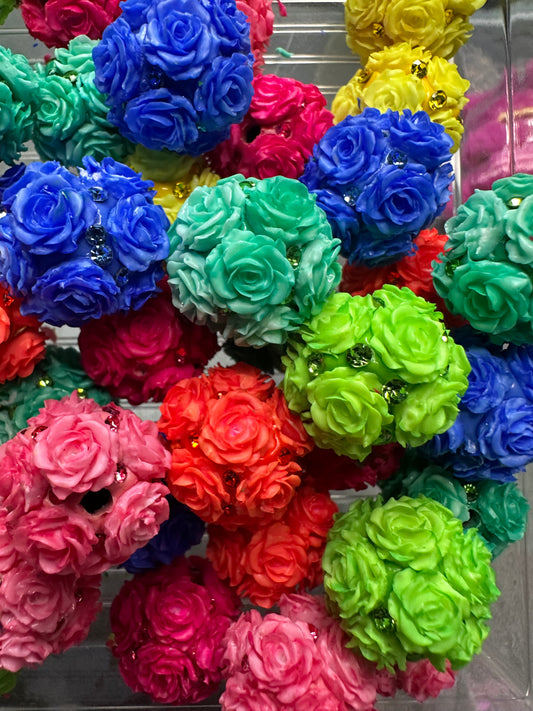 Neon Fancy Flower Handmade Beads – Neon Flower Beads for DIY Crafts (Set of 5) approx. 20mm