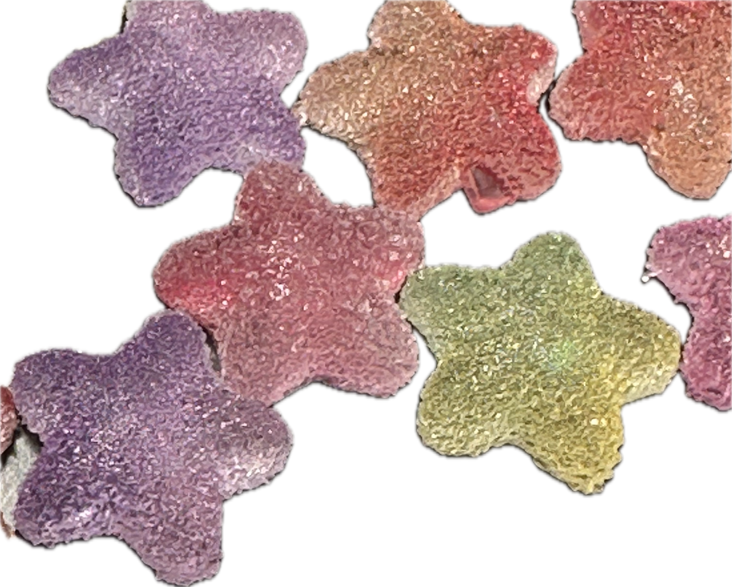 Set of 5 Glue On Resin Sugar Star Charms – Flat Back Embellishments for DIY Crafts