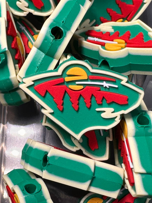 NEW  Minnesota Wild focal bead / silicone focal/ ice hockey team