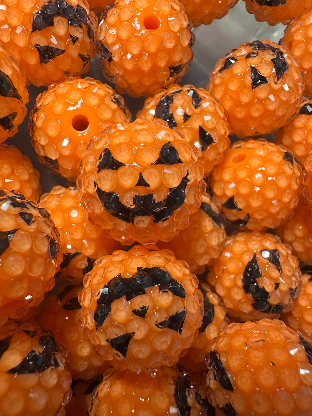 Pumpkin Orange Rhinestone Bead/Set of five beads-fits beadable pen/ Fancy bead/ keychain bead/ Halloween 20mm